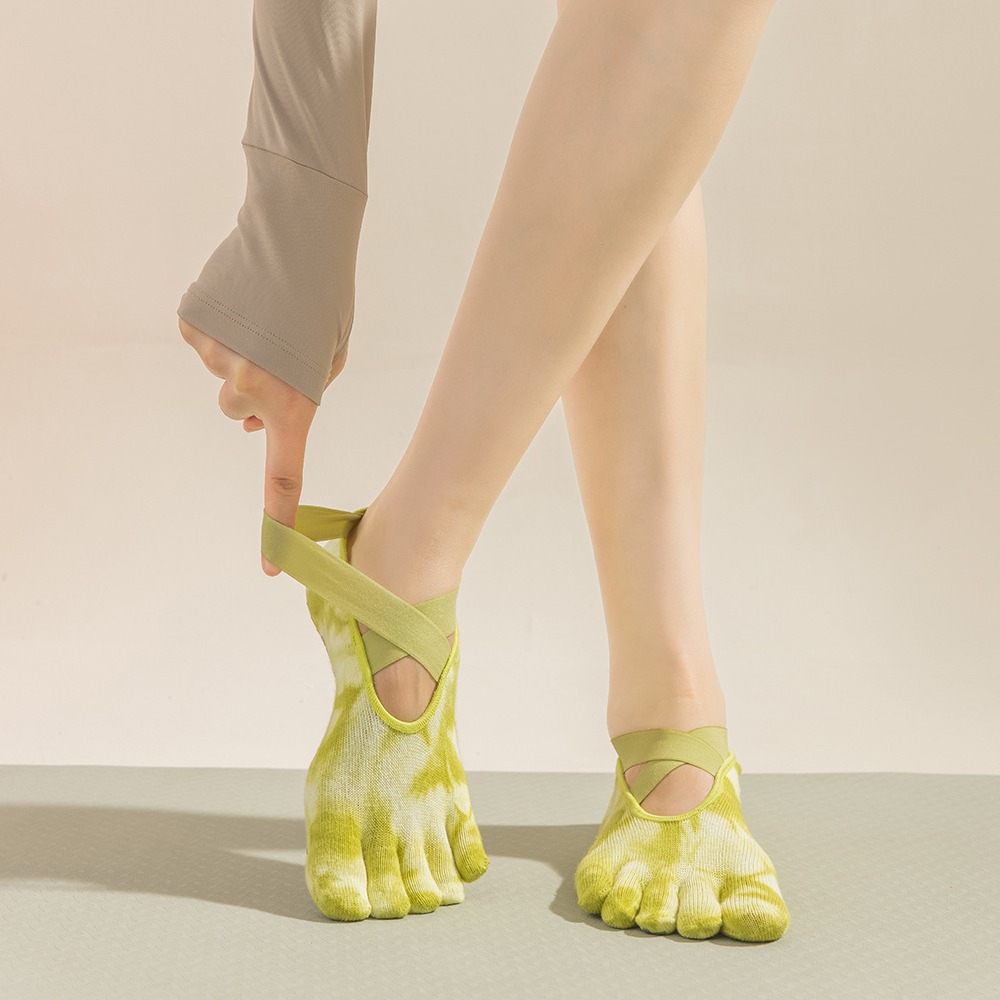 Grip Sock Yoga - Women's Tie-Dye Five-Finger Grip Yoga Socks,