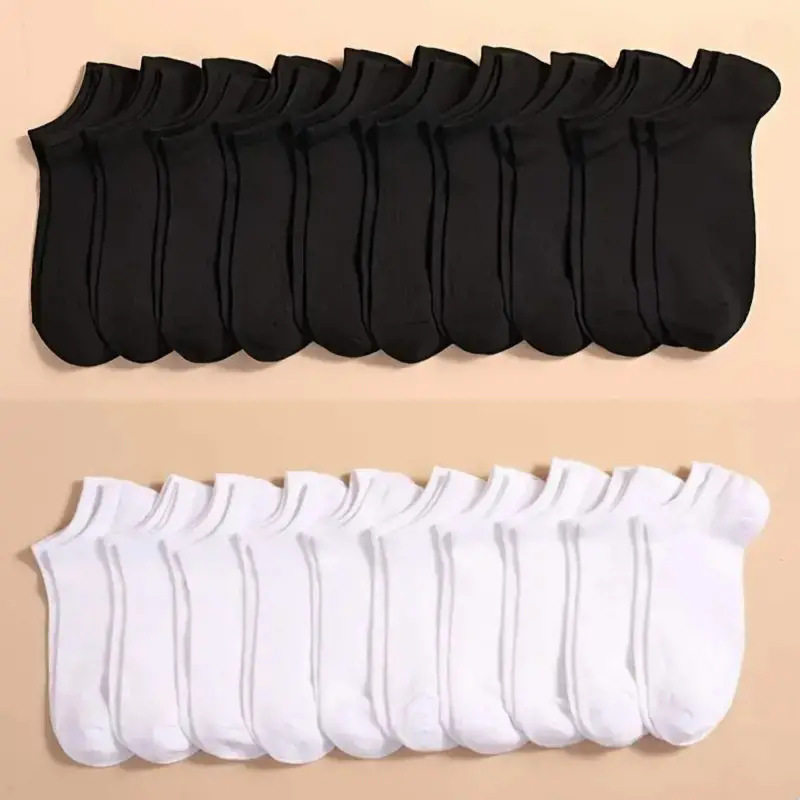 10 Pairs Bulk Black & White No - Ankle Sock Low Cut recension och pris