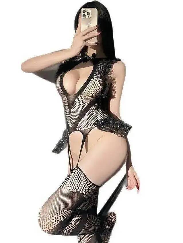 Sexy Lace Trim Fishing Net Bod - Fishnet Stocking Women recension och pris