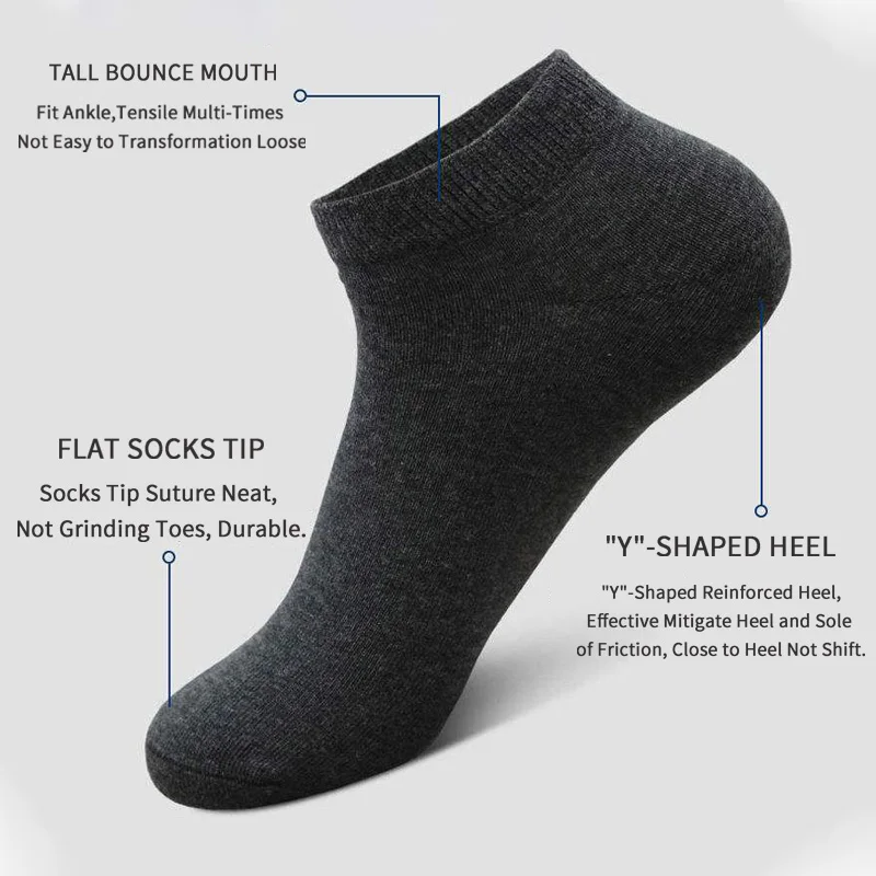 5 Pairs Unisex Casual Plain Co - Ankle Sock Low Cut recension och pris