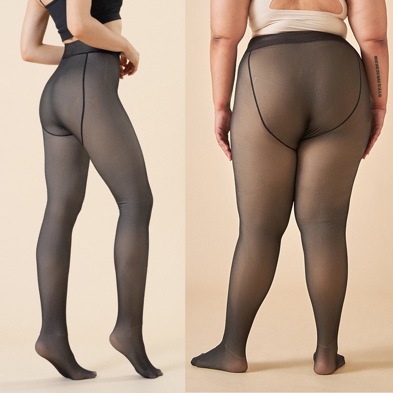 1-2Pairs Opaque Plus Size Flee - Tights Pantyhose Sheer recension och pris