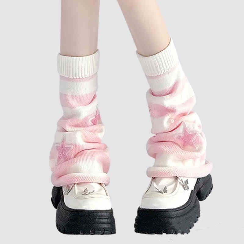 Y2K Striped Leg Warmers Star R - Boot Sock Slouchy recension och pris
