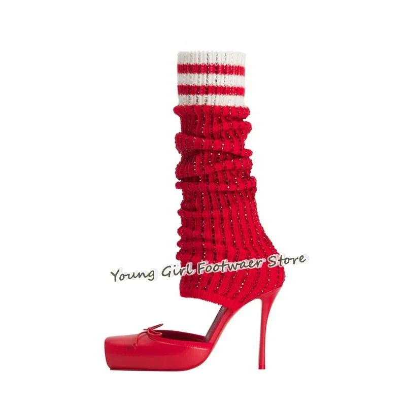 Shoe Cut Stiletto Heels Red Ba - Knee High Sock Women recension och pris