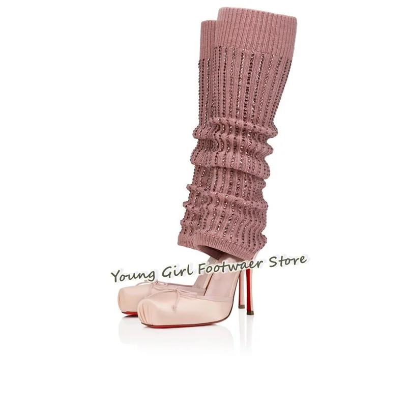 Shoe Cut Stiletto Heels Red Ba - Knee High Sock Women recension och pris