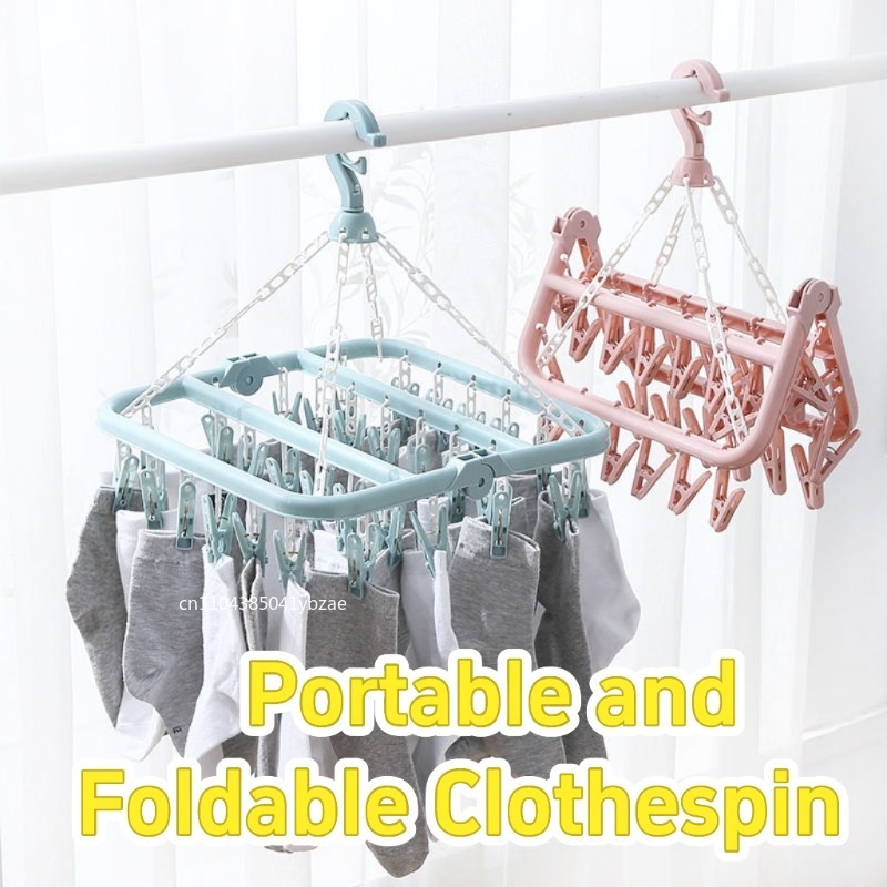 32 Clips Folding Clothes Dryer - Sock Organizer Tray recension och pris
