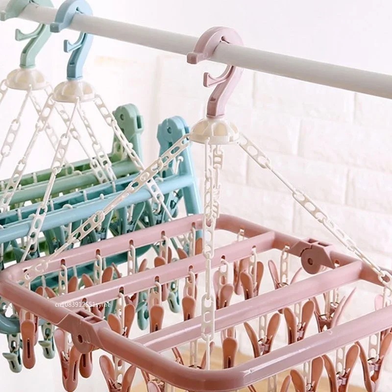 32 Clips Folding Clothes Dryer - Sock Organizer Tray recension och pris