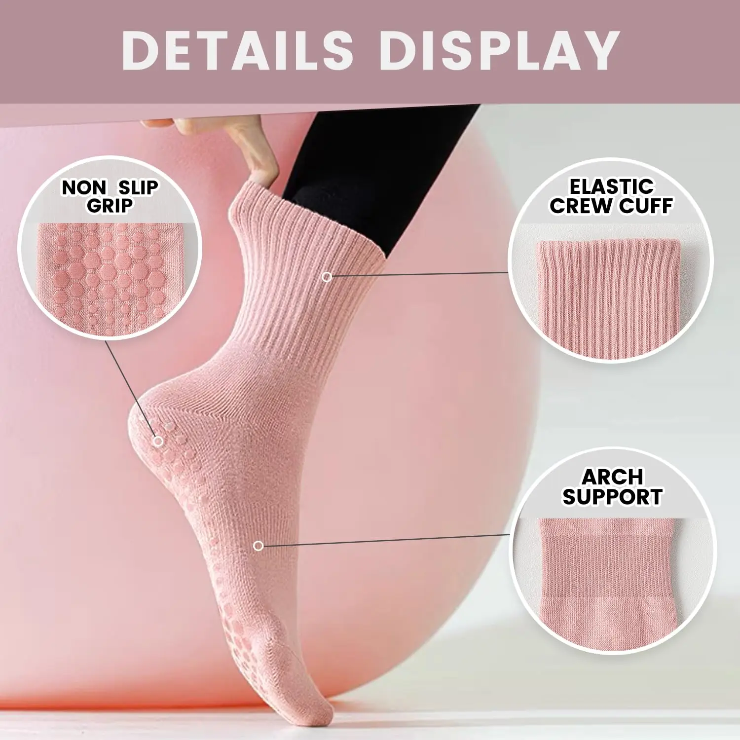 4 pairs of women's yoga socks, - Grip Sock Yoga recension och pris