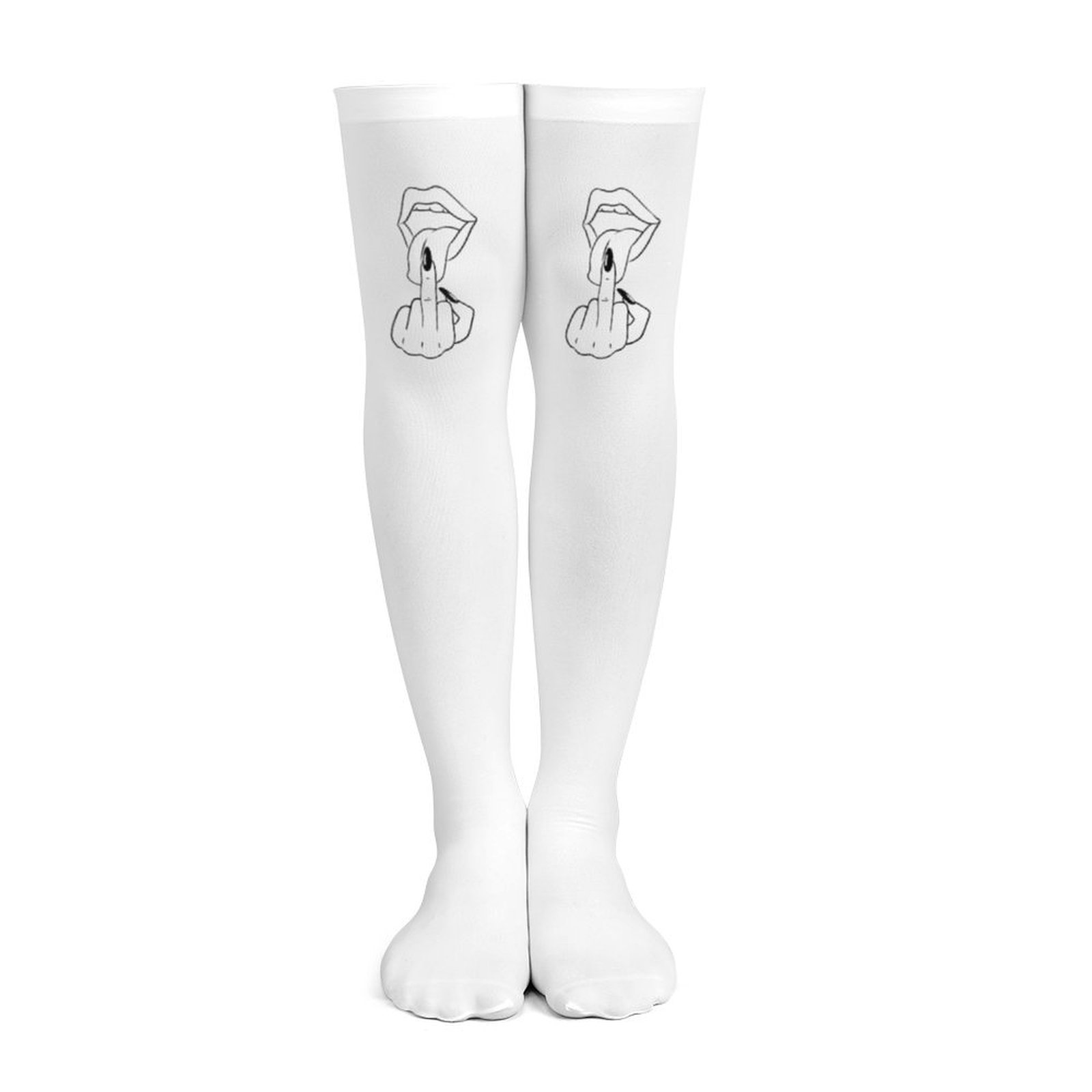 Ladies' white middle finger, r - Knee High Sock Women recension och pris