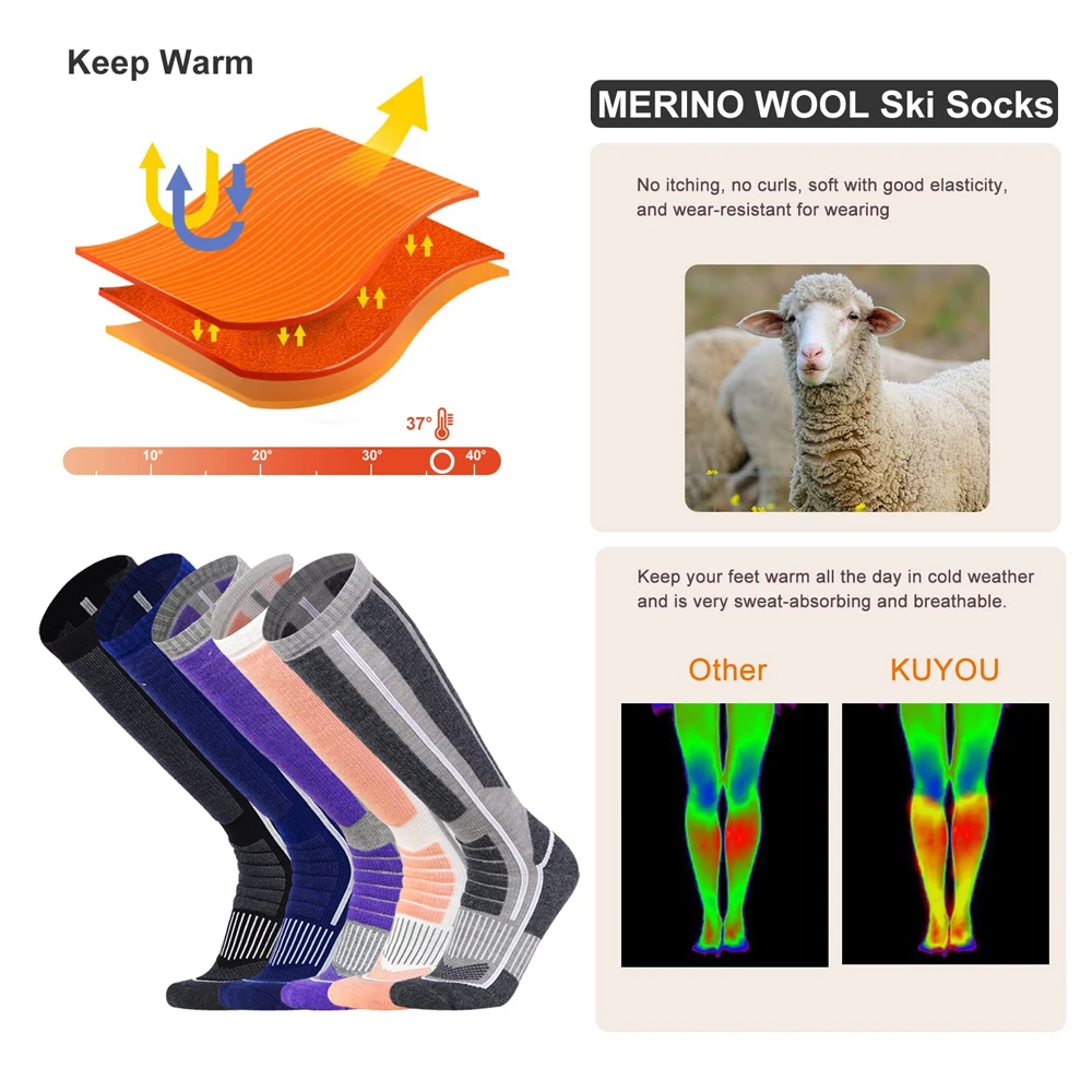 1 Pair Merino Wool Thermal Soc - Wool Hiking Sock recension och pris