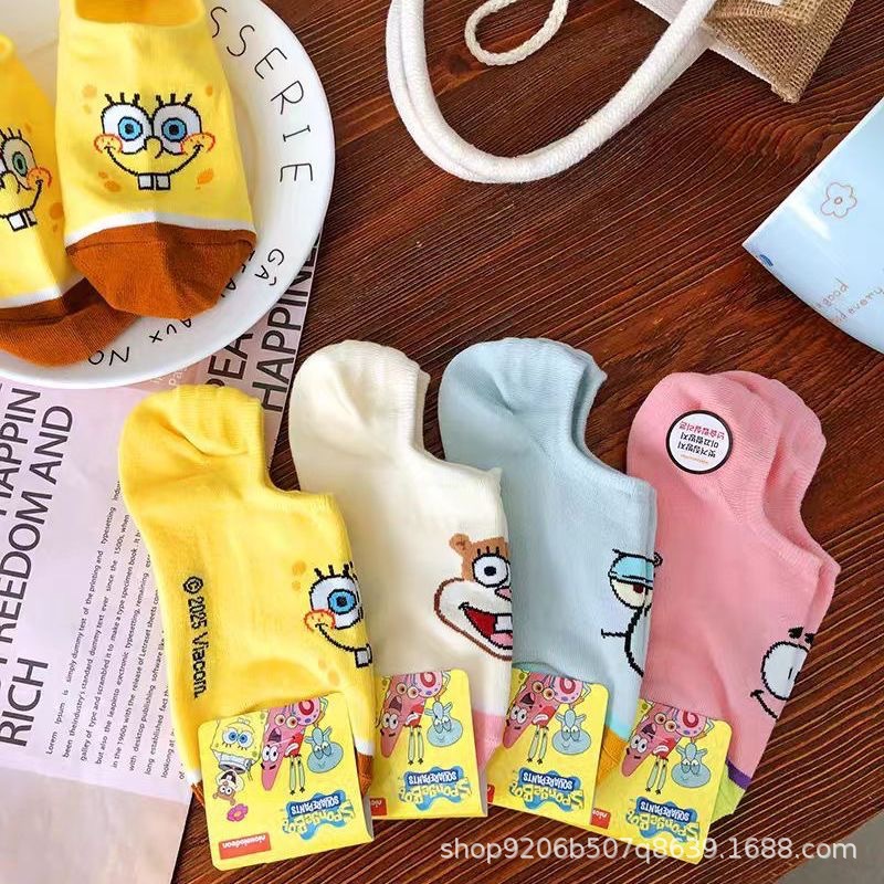 4PCS Hot Cute SpongeBob Square - Invisibility Sock Loafer recension och pris