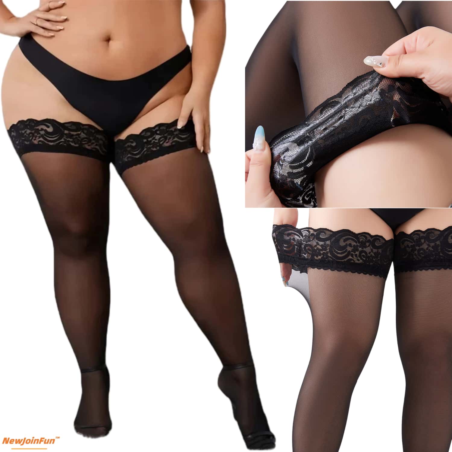 5pairs Plus Size Lace Top Thig - Thigh High Sock Stay Up recension och pris