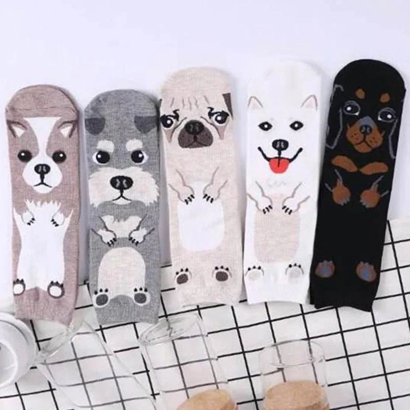 5 Pairs/pack Funny Cartoon Dog - Cotton Crew Sock Pack recension och pris