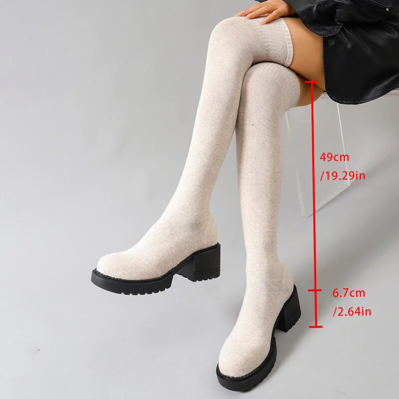 Chunky Platform Over The Knee  - Knee High Sock Women recension och pris