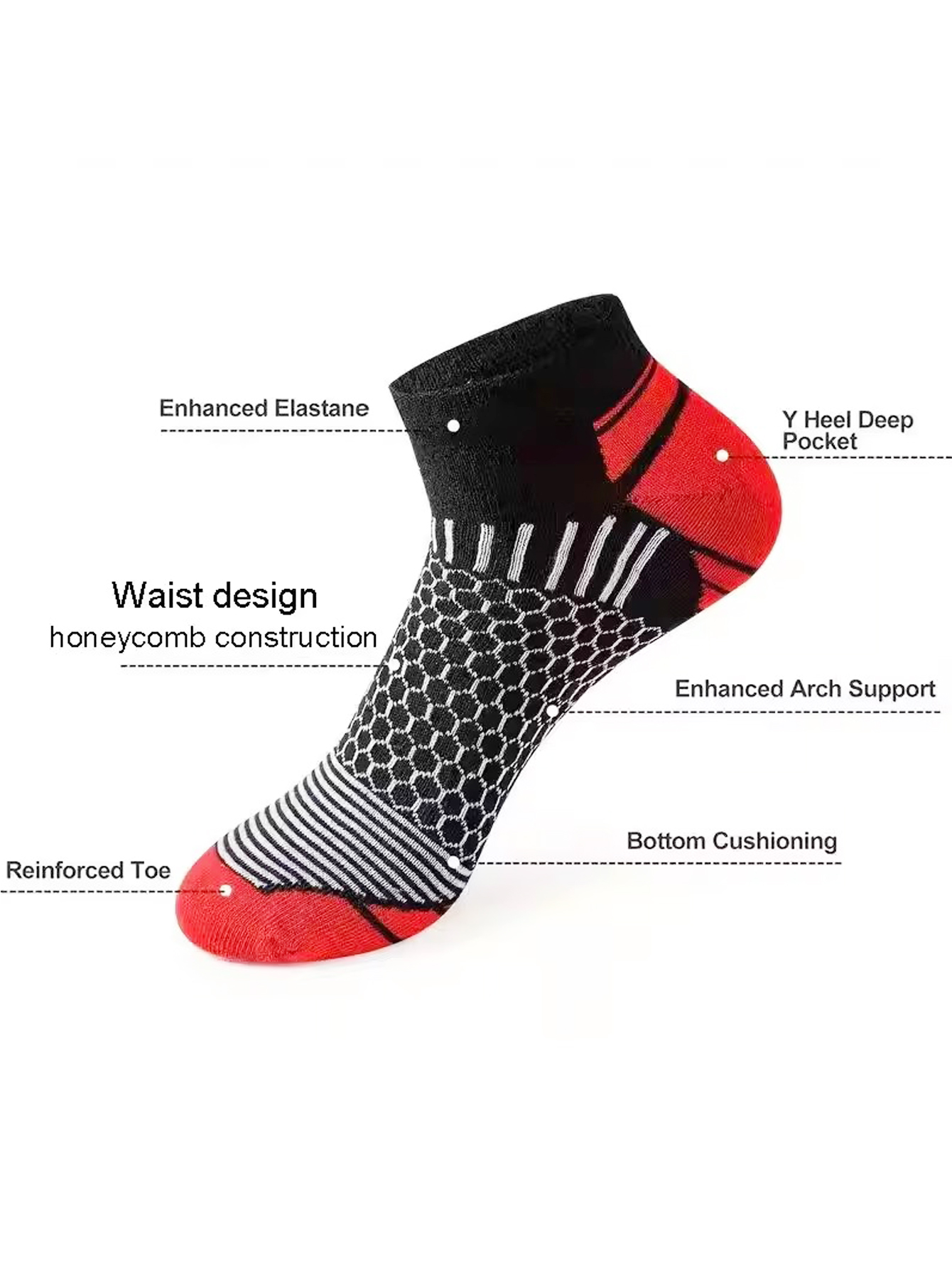 6 Pairs Men's Honeycomb Mesh A - Ankle Sock Low Cut recension och pris