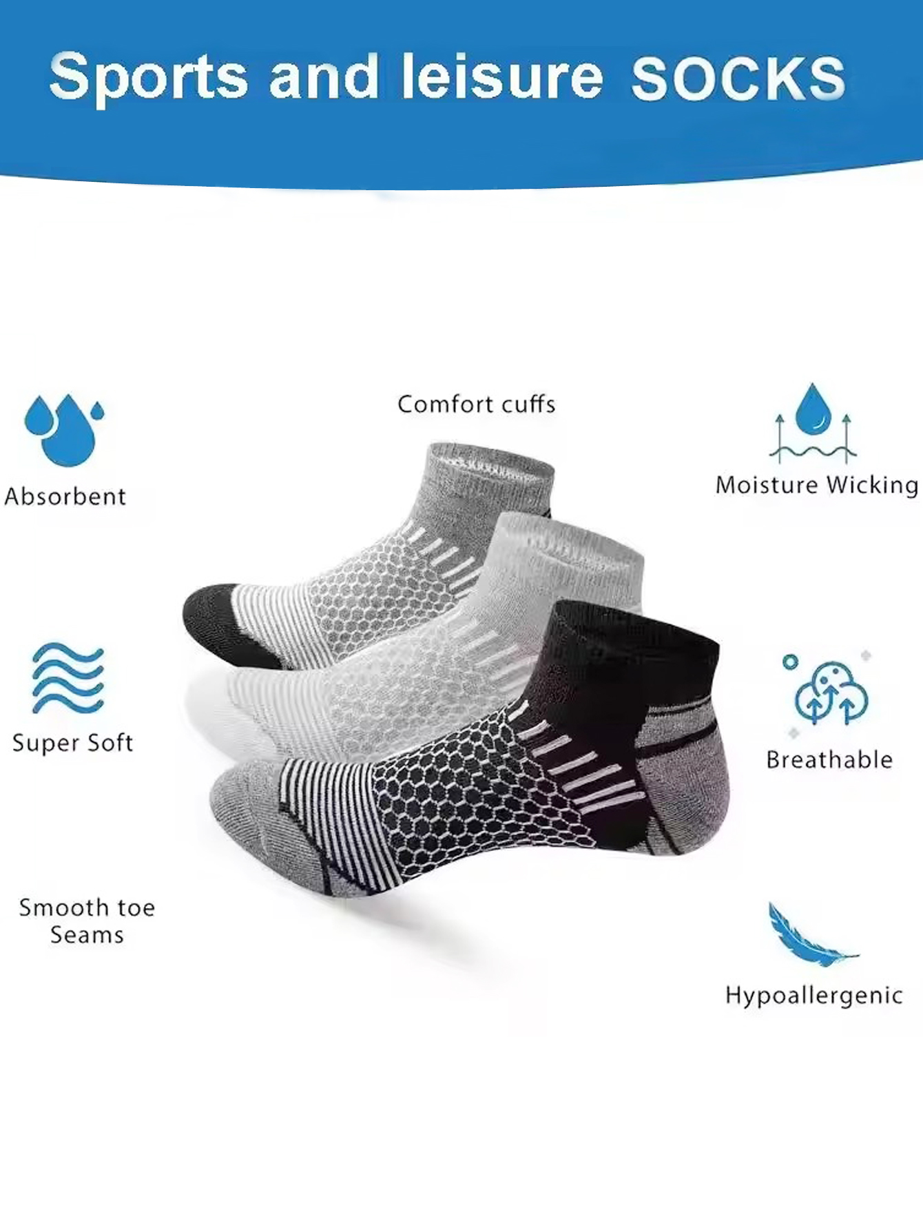 6 Pairs Men's Honeycomb Mesh A - Ankle Sock Low Cut recension och pris